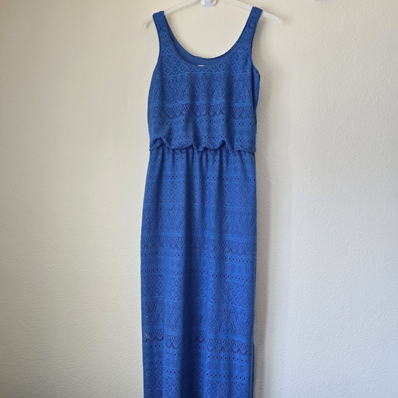 London Times Dresses & Skirts - London Times Women Med Blue Maxi Dress Eyelet Coquette Feminine Cottage Vacation